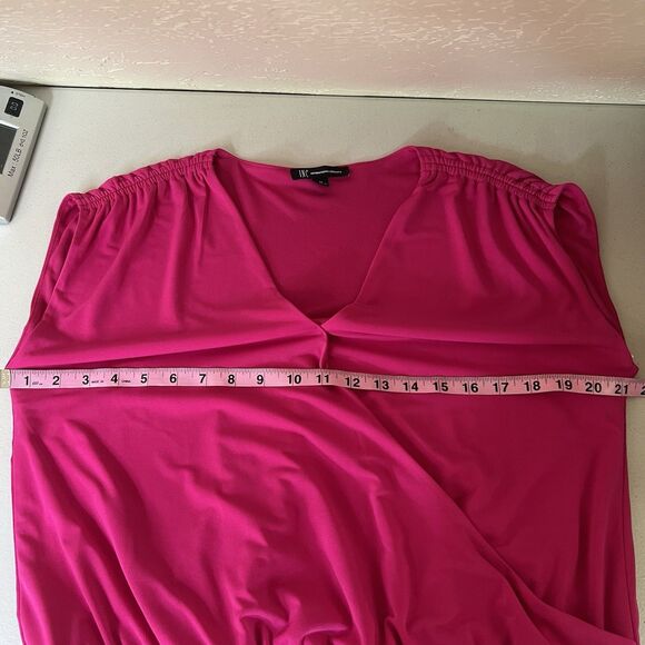 INC International Concepts Top Size Medium Pink Surplice Tie Waist Cap Sleeves - Picture 7 of 12